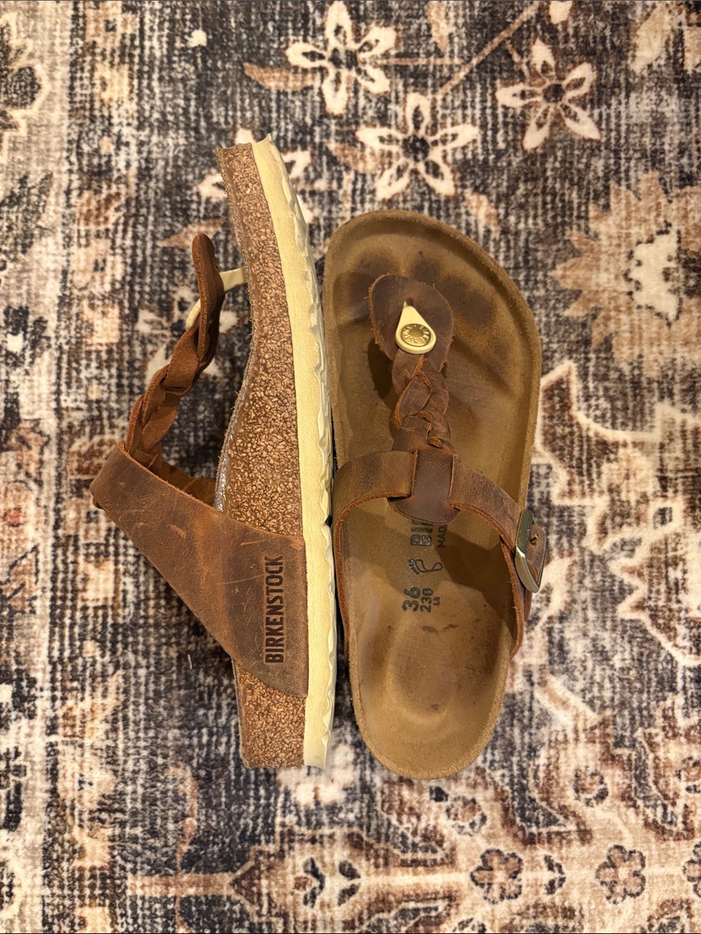 Birkenstock Brown Braided Thong Sandals